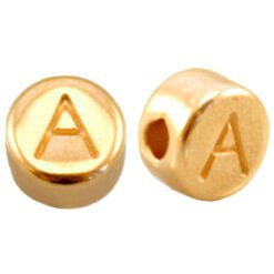 Letter en cijferkralen DQ metaal goud