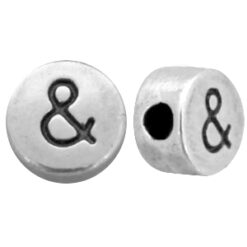 DQ metalen letterkraal & teken Antiek zilver (nikkelvrij)