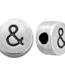 DQ metalen letterkraal & teken Antiek zilver (nikkelvrij)
