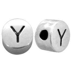 DQ metalen letterkraal Y Antiek zilver (nikkelvrij)