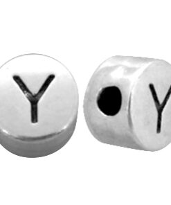 DQ metalen letterkraal Y Antiek zilver (nikkelvrij)