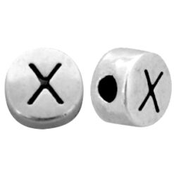 DQ metalen letterkraal X Antiek zilver (nikkelvrij)