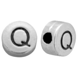 DQ metalen letterkraal Q Antiek zilver