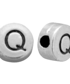 DQ metalen letterkraal Q Antiek zilver