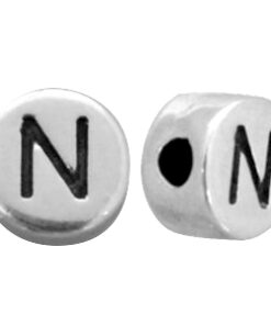 DQ metalen letterkraal N Antiek zilver (nikkelvrij)