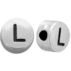 DQ metalen letterkraal L Antiek zilver (nikkelvrij)