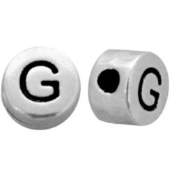 DQ metalen letterkraal G Antiek zilver (nikkelvrij)