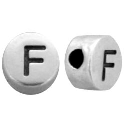 DQ metalen letterkraal F Antiek zilver (nikkelvrij)