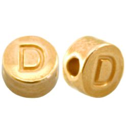 DQ metalen letterkraal D Goud (nikkelvrij)