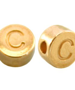 DQ metalen letterkraal C Goud (nikkelvrij)