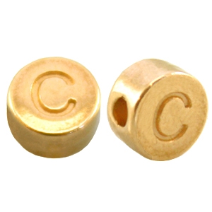 DQ metalen letterkraal C Goud (nikkelvrij)