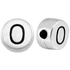 DQ metalen letterkraal O Antiek zilver (nikkelvrij)