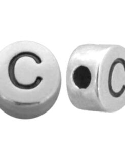 DQ metalen letterkraal C Antiek zilver