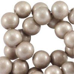 8mm glaskralen opaque 8mm metalic greige