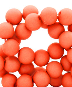 Acryl kralen mat Siesta rose 8mm (Oranje rood, kralen zijn meer naar donkeroranje rood dan op de foto)