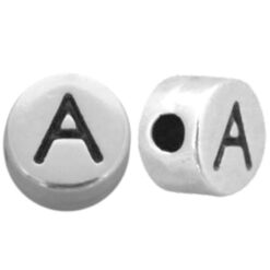 Letterkralen en cijferkralen DQ metaal antiek zilver Letterkralen en cijferkralen DQ metaal antiek zilver letter A
