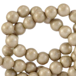 Glaskralen opaque 8mm metallic champagne beige