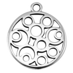 Metaal bedel antiek zilver Rond 22x25mm
