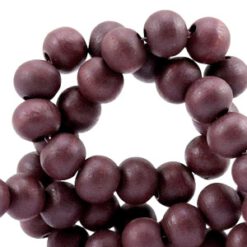 Houten Kralen Rond 8mm Warm aubergine purple