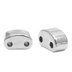 Kralen DQ metaal duo beads half moon Antiek zilver (nikkelvrij)