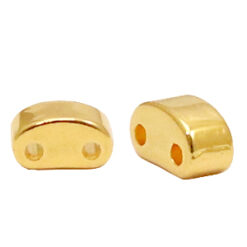 Kralen DQ metaal duo beads half moon Goud (nikkelvrij)