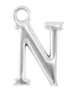 DQ metalen letter bedel N Antiek zilver (nikkelvrij)