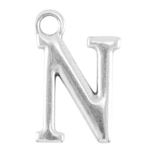 DQ metalen letter bedel N Antiek zilver (nikkelvrij)