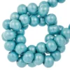 Houten Kralen Metallic Look (8 mm) Aqua Blue