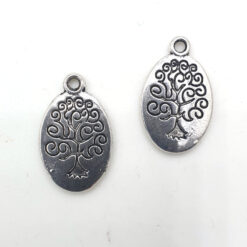Metalen bedel met droomboom 24x15mm antiek zilver