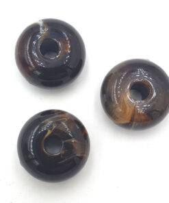 Acryl kralen donut bruin marmer 23x10mm