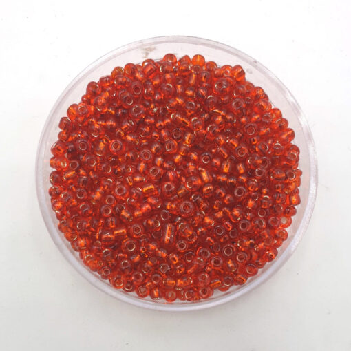Glaskralen Rocailles 12/0 (2mm) Silverlined Oranje rood