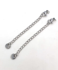 Roestvrij stalen (RVS) Stainless steel verlengketting met karabijnslotje zilver