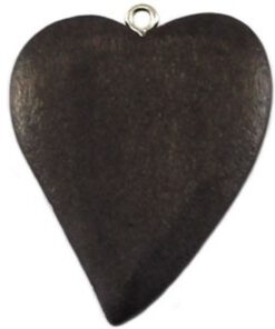 Houten bedel Hart 42x32mm bruin