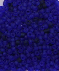 Rocailles 8/0 frosted transparant donkerblauw mat