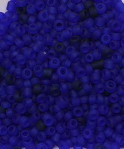 Rocailles 8/0 frosted transparant donkerblauw mat