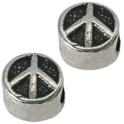 Metalen Modi kralen peace 10mm antiek zilver