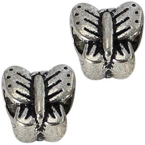 Metalen Modi kralen vlinder 11mm antiek zilver