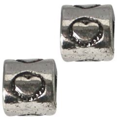 Metalen Modi kralen rond met hart 10mm antiek zilver