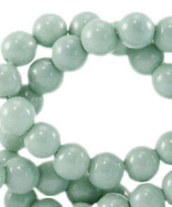 8mm glaskralen opaque Greenish grey