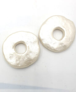 Acryl kralen donut parelmoer wit 40mm