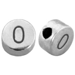 DQ metalen cijferkraal 0 Antiek zilver (nikkelvrij)