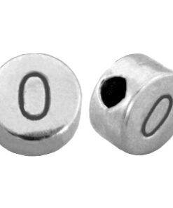 DQ metalen cijferkraal 0 Antiek zilver (nikkelvrij)