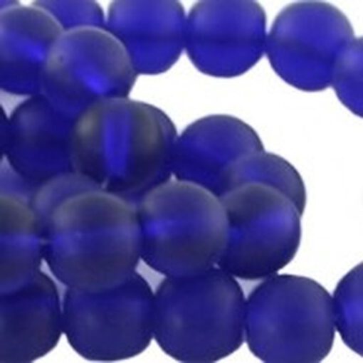 Glaskralen Cobalt blauw 6mm mat