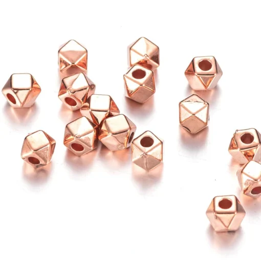 Metallook kralen kubus rose goud 5mm