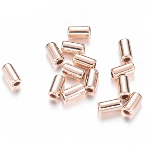Metallook kralen buis 6mm rose goud