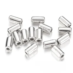 Metallook kralen buis zilver 6mm