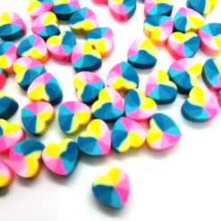 Fimo kraal regenboog hart roze 10mm