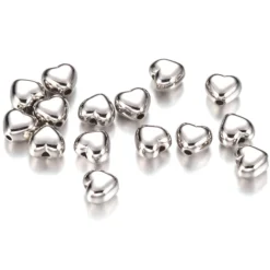 Metallook kralen hartje 6mm Zilver