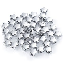 Metallook kralen ster 6mm Zilver