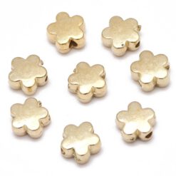 Metallook kralen bloem goud 6mm